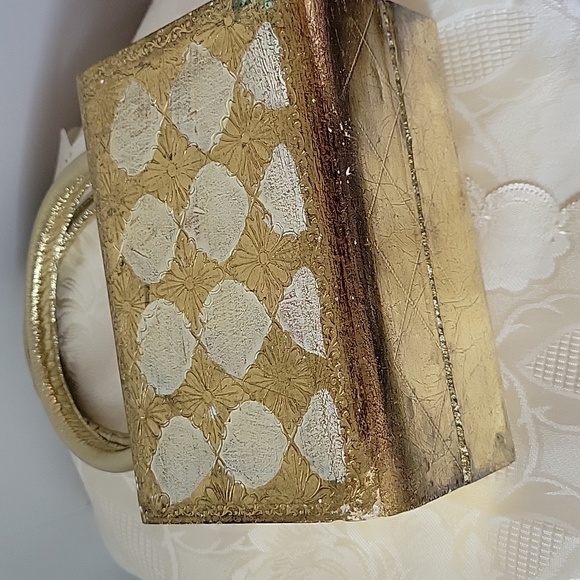 Delill Italian Gold Leaf Handpainted Box Purse Bag Wooden Made in Italy Vintage - Picture 6 of 12